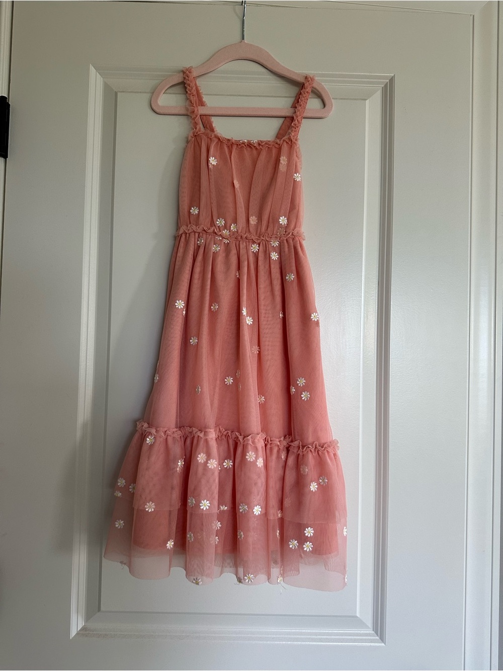 Cat & Jack Peachy Pink Floral Tulle Dress